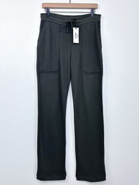 Skin MEDIUM Dark Olive Gray French Terry Drawstring Straight Leg Sweat Pants NWT